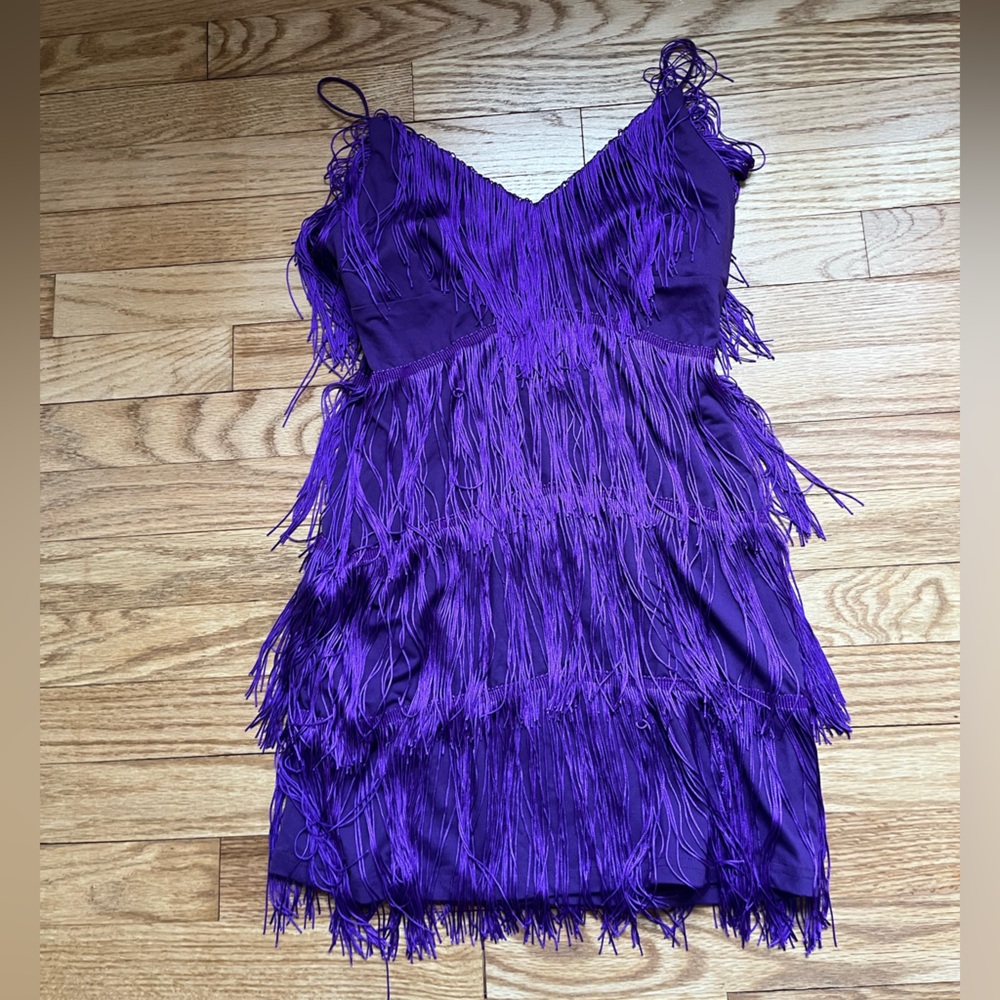 Purple Fringe Mini Dress